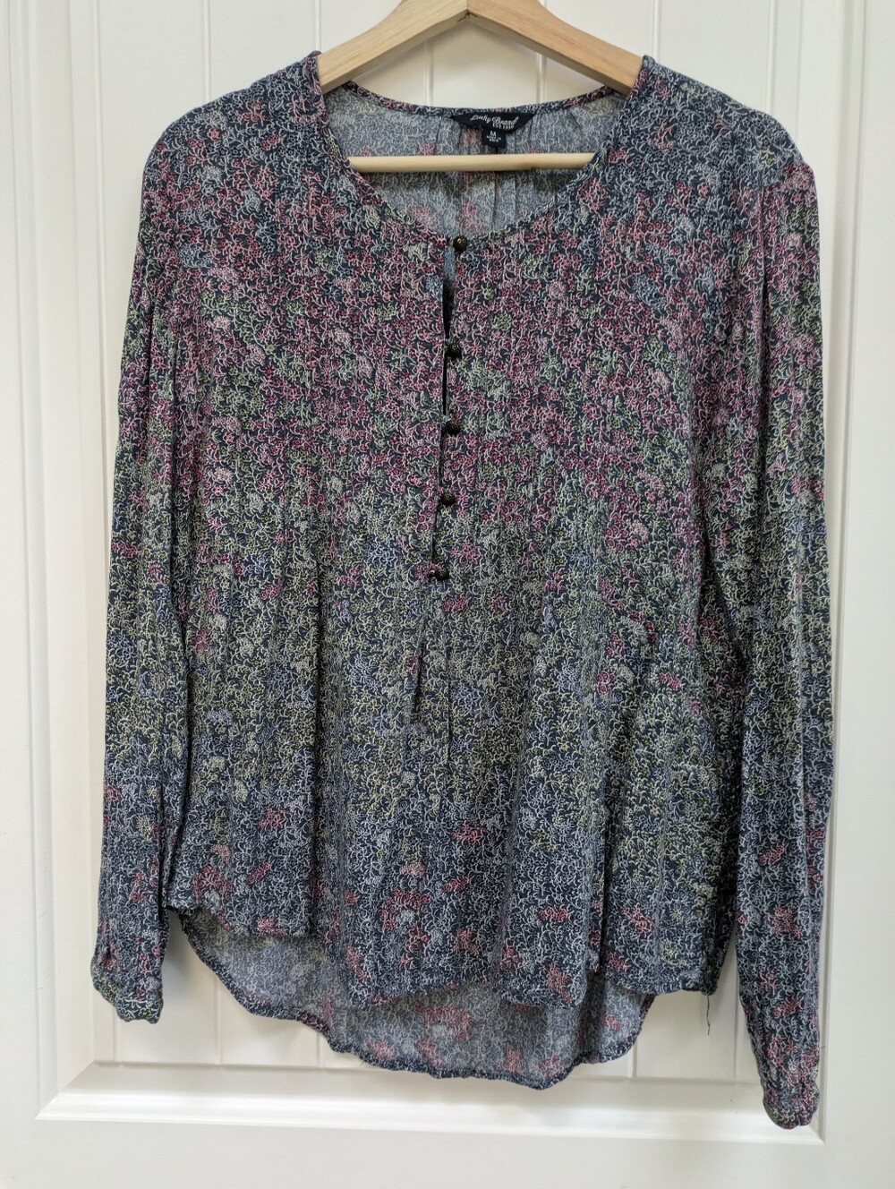 Lucky Brand Multicolor Floral Henley Blouse